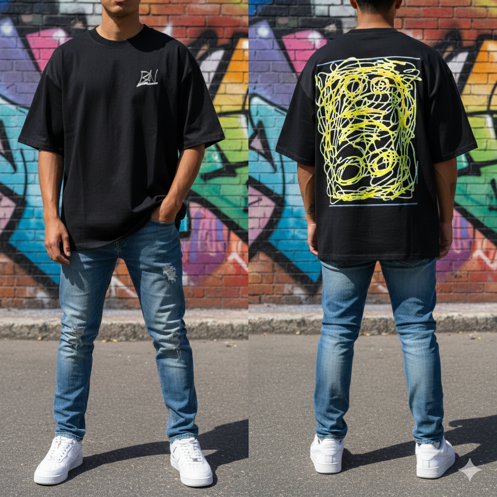 Playera Oversize - Negro Medianoche - Jack